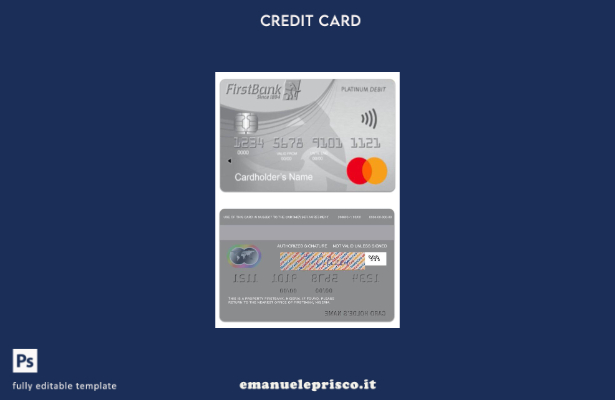 modello di carta mastercard di debito platino Nigeria FirstBank in stile verific